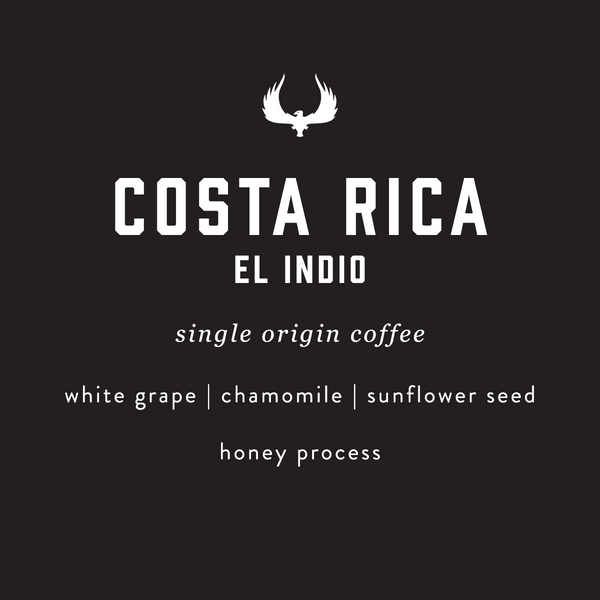 Costa Rica el indio single origin coffee by Press Coffee. Featuring notes of white grape, chamomile, and sunflower seed.