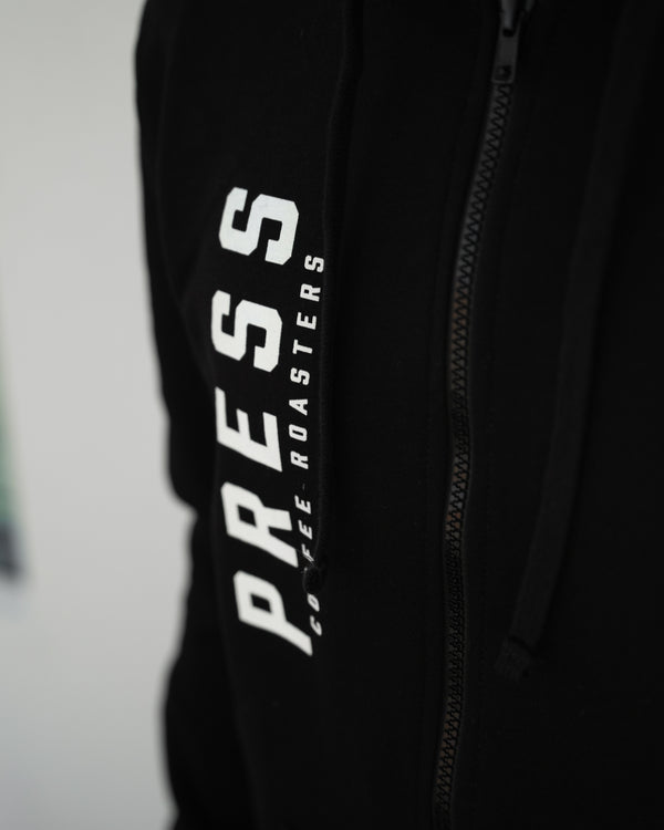 Press Coffee Zip Up Hoodie | Vertical Logo