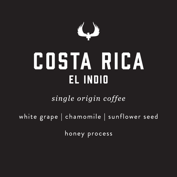 Costa Rica el indio single origin coffee by Press Coffee. Featuring notes of white grape, chamomile, and sunflower seed. 