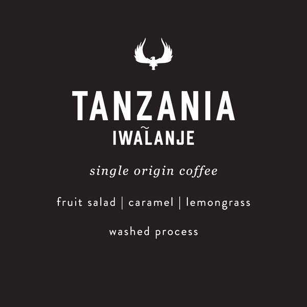 Tanzania Iwalanje single origin coffee featuring notes of fruit salad, caramel, and lemongrass. A washed process coffee. 