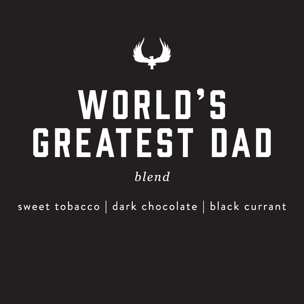 Black background with 'World's Greatest Dad' text and brand logo.